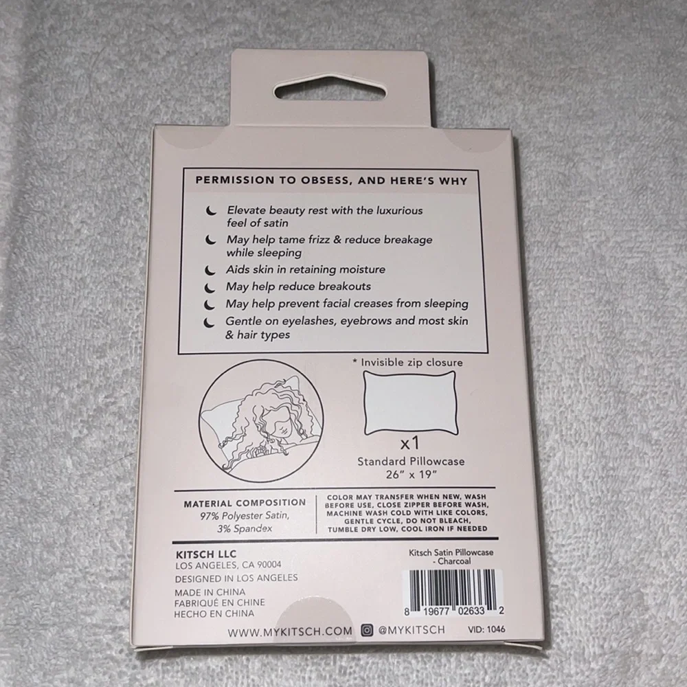 New /kit•sch/ Satin scrunchie 5pk, satin pillow eye mask and satin pillowcase